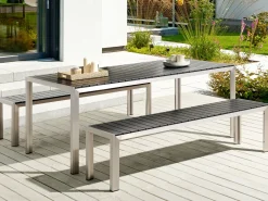 Conjunto De Jardim 6 Lugares Em Aluminio Preto Nardo