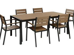 Conjunto De Jardim 6 Lugares Em Aluminio Castanho Claro E Preto 180 X 90 Cm Vernio