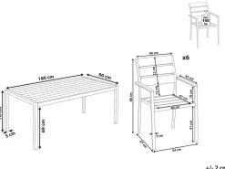 Conjunto De Jardim 6 Lugares Em Aluminio Castanho Claro E Preto 180 X 90 Cm Vernio