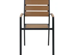 Conjunto De Jardim 6 Lugares Em Aluminio Castanho Claro E Preto 180 X 90 Cm Vernio