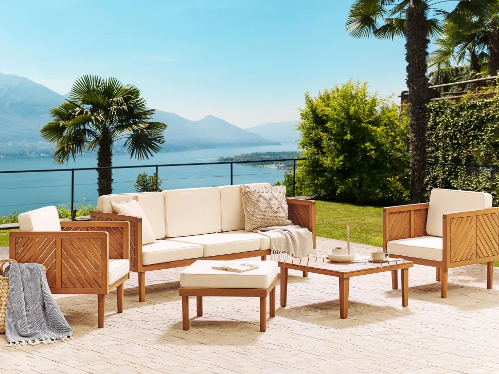 Conjunto De Jardim Com 5 Lugares Em Madeira De Acacia Castanha Clara Baratti