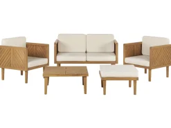 Conjunto De Jardim Com 4 Lugares Em Madeira De Acacia Castanha Clara Baratti