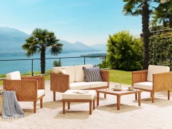 Conjunto De Jardim Com 4 Lugares Em Madeira De Acacia Castanha Clara Baratti