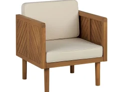 Conjunto De Jardim Com 4 Lugares Em Madeira De Acacia Castanha Clara Baratti