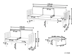Conjunto De Jardim Com 5 Lugares E Mesa De Centro Em Madeira De Acacia Baratti
