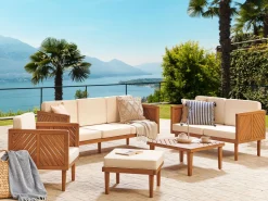 Conjunto De Jardim Com 6 Lugares Em Madeira De Acacia Castanha Clara Baratti