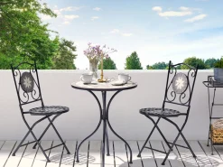 Conjunto De Jardim Com 2 Lugares Em Metal Preto Cariati