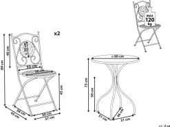 Conjunto De Jardim Com 2 Lugares Em Metal Preto Cariati