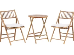 Conjunto De Jardim Com 2 Lugares Em Bambu Castanho Claro E Branco Savalletri