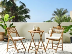 Conjunto De Jardim Com 2 Lugares Em Bambu Castanho Claro E Branco Savalletri