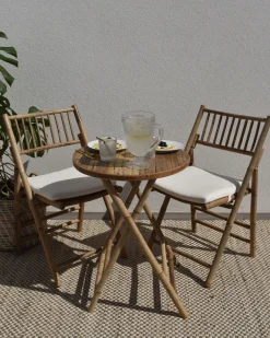 Conjunto De Jardim Com 2 Lugares Em Bambu Castanho Claro E Branco Savalletri