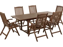 Conjunto De Jardim Com 6 Lugares Em Madeira Escura De Acacia Amantea