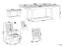 Conjunto De Jardim Com 6 Lugares Em Madeira Escura De Acacia Amantea