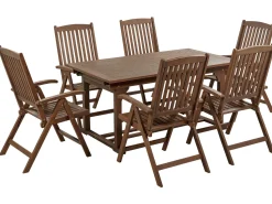 Conjunto De Jardim Com 6 Lugares Em Madeira Escura De Acacia Amantea