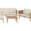 Conjunto De Jardim Com 5 Lugares Em Madeira De Acacia Com Mesa De Centro E Repousa-Pes Creme Baratti