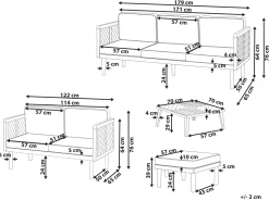 Conjunto De Jardim Com 5 Lugares Em Madeira De Acacia Com Mesa De Centro E Repousa-Pes Creme Baratti