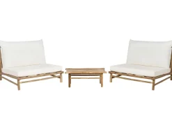 Conjunto De Jardim Com 2 Lugares Em Bambu Claro E Branco Todi