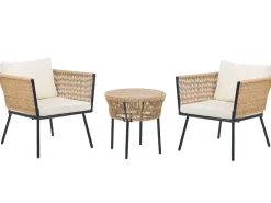 Conjunto De Jardim Com 2 Lugares Em Rattan Natural E Branco Gargano