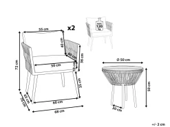 Conjunto De Jardim Com 2 Lugares Em Rattan Natural E Branco Gargano