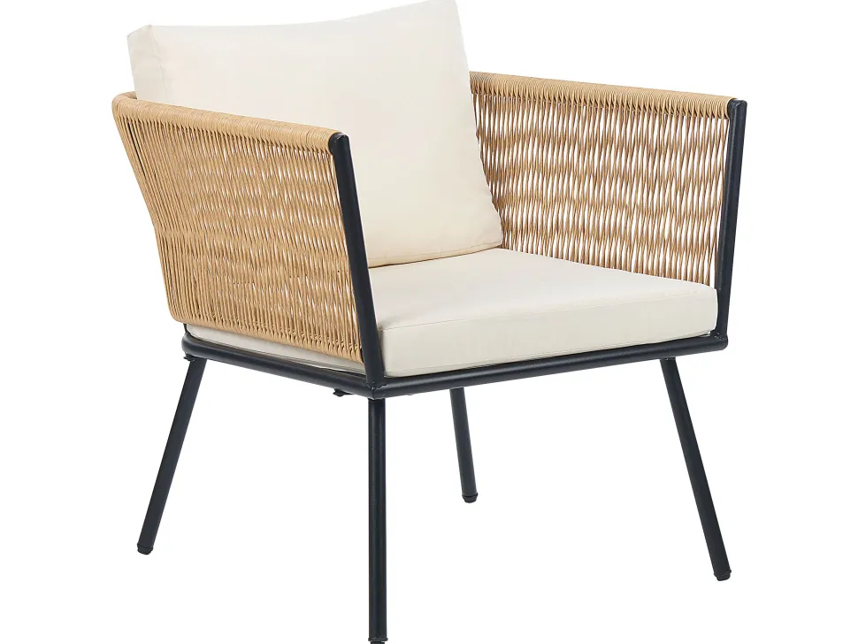 Conjunto De Jardim Com 2 Lugares Em Rattan Natural E Branco Gargano