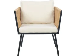 Conjunto De Jardim Com 2 Lugares Em Rattan Natural E Branco Gargano