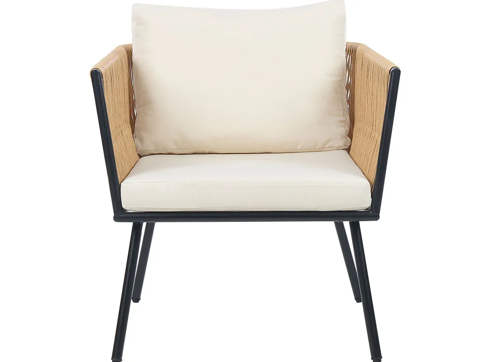 Conjunto De Jardim Com 2 Lugares Em Rattan Natural E Branco Gargano