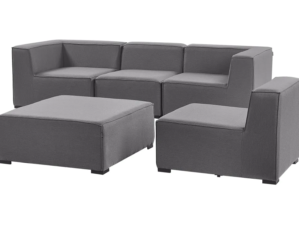 Conjunto De Jardim Com 4 Lugares E Repousa-Pes Em Tecido Cinzento Arezzo