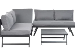 Conjunto De Jardim Com 5 Lugares Em Aluminio Preto Com Almofadas Cinzentas Coccorino