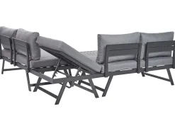 Conjunto De Jardim Com 5 Lugares Em Aluminio Preto Com Almofadas Cinzentas Coccorino