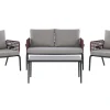Conjunto De Jardim Com 4 Lugares Em Metal Cinzento E Preto Scaccia
