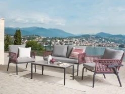 Conjunto De Jardim Com 4 Lugares Em Metal Cinzento E Preto Scaccia