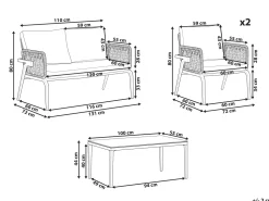 Conjunto De Jardim Com 4 Lugares Em Metal Cinzento E Preto Scaccia