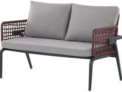 Conjunto De Jardim Com 4 Lugares Em Metal Cinzento E Preto Scaccia