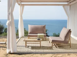 Conjunto De Jardim Com 2 Lugares Em Bambu Claro E Taupe Todi