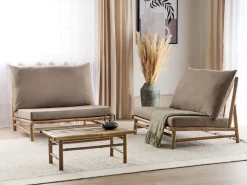 Conjunto De Jardim Com 2 Lugares Em Bambu Claro E Taupe Todi