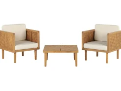 Conjunto De Jardim Com 2 Lugares Em Madeira De Acacia Clara E Branco Baratti