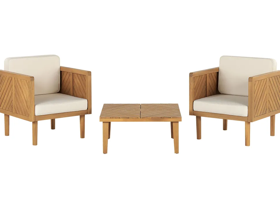 Conjunto De Jardim Com 2 Lugares Em Madeira De Acacia Clara E Branco Baratti