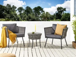 Conjunto De Jardim Com 2 Lugares Em Rattan Cinzento Gargano