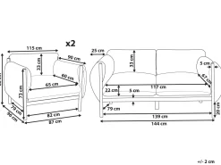 Conjunto De Jardim Com 2 Poltronas E Sofa De 2 Lugares Em Aluminio Cinzento Claro Esperia
