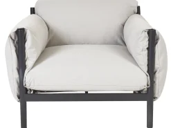 Conjunto De Jardim Com 2 Poltronas E Sofa De 2 Lugares Em Aluminio Cinzento Claro Esperia