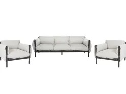 Conjunto De Jardim Com 2 Poltronas E Sofa De 3 Lugares Em Aluminio Cinzento Claro Esperia