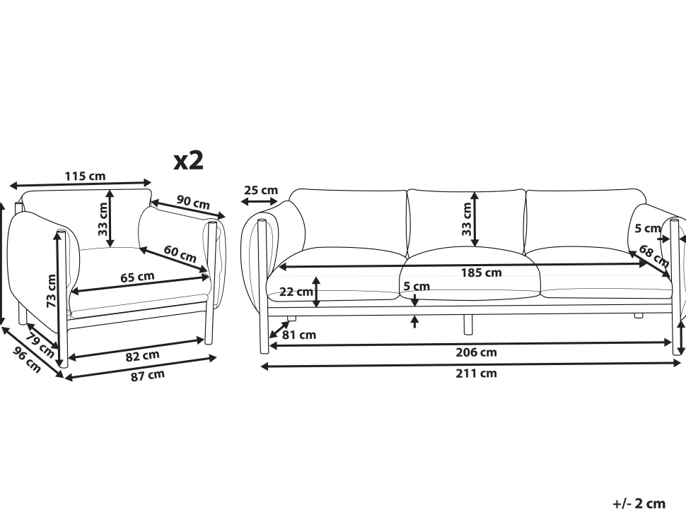 Conjunto De Jardim Com 2 Poltronas E Sofa De 3 Lugares Em Aluminio Cinzento Claro Esperia