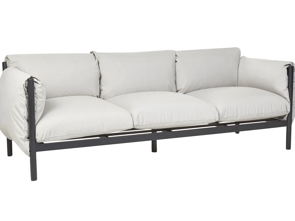 Conjunto De Jardim Com 2 Poltronas E Sofa De 3 Lugares Em Aluminio Cinzento Claro Esperia