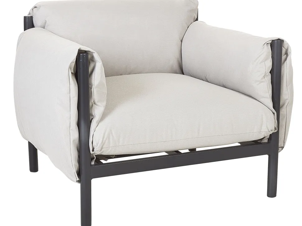 Conjunto De Jardim Com 2 Poltronas E Sofa De 3 Lugares Em Aluminio Cinzento Claro Esperia