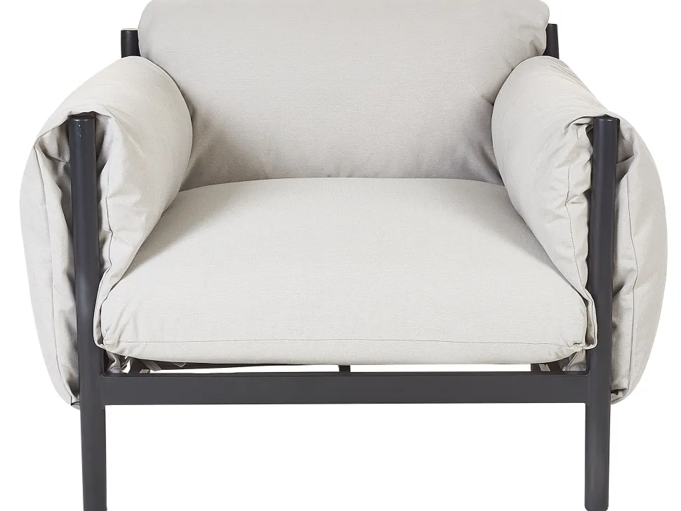 Conjunto De Jardim Com 2 Poltronas E Sofa De 3 Lugares Em Aluminio Cinzento Claro Esperia