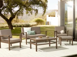 Conjunto De Jardim De 4 Lugares Em Madeira De Acacia Certificada Escura Manila