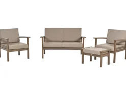 Conjunto De Jardim De 4 Lugares Em Madeira De Acacia Escura Manila