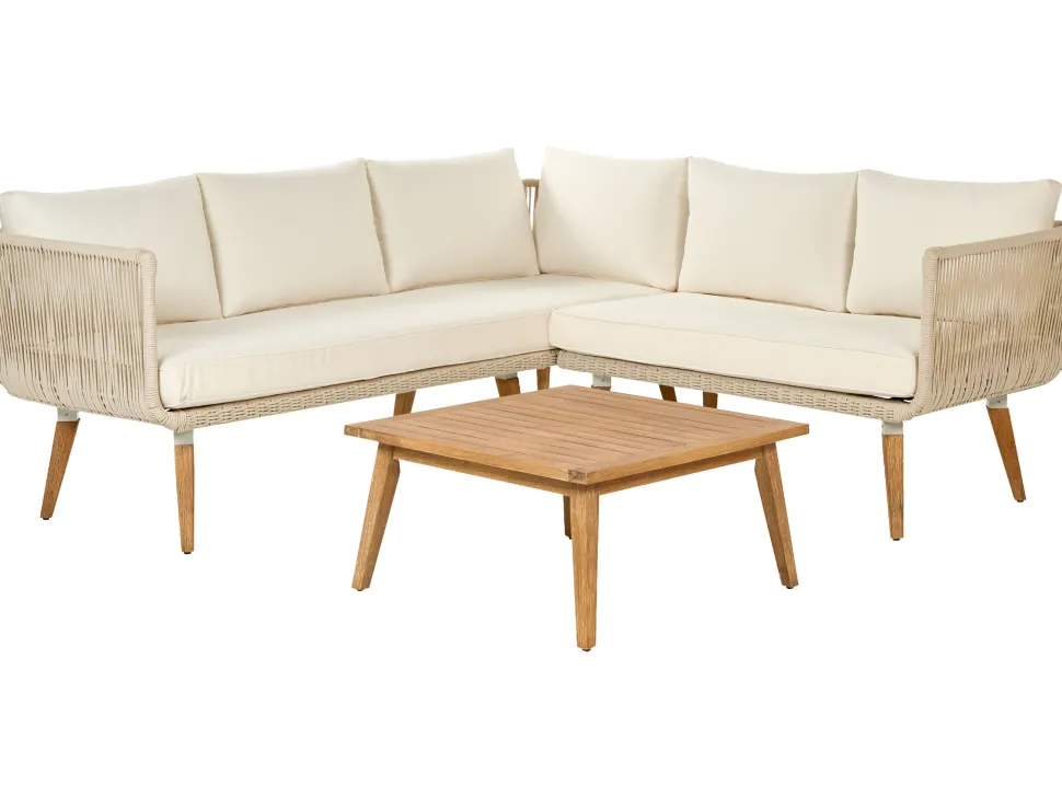 Conjunto De Jardim De Canto Com 5 Lugares Em Madeira De Acacia Creme Alcamo