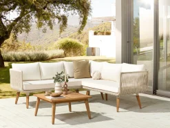 Conjunto De Jardim De Canto Com 5 Lugares Em Madeira De Acacia Creme Alcamo