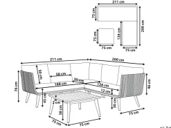 Conjunto De Jardim De Canto Com 5 Lugares Em Madeira De Acacia Creme Alcamo